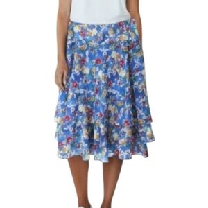 LAUREN RALPH LAUREN Floral Multi-Tiered Ruffle A-Line Skirt NWT